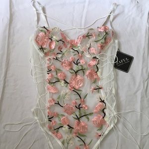 Embroidered lingerie bodysuit